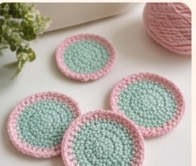Pastel crochet coaster set
